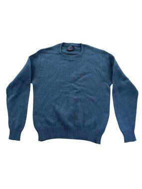 Jantzen Mens Sweater Large Blue Crewneck Long Sleeve Knit Classic Pullover